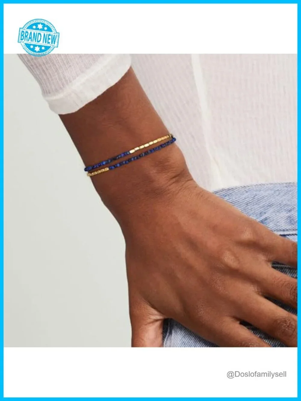 Layered Stone Mixed Bracelet 18K Gold Plated Handmade Charm Chain Bracelet